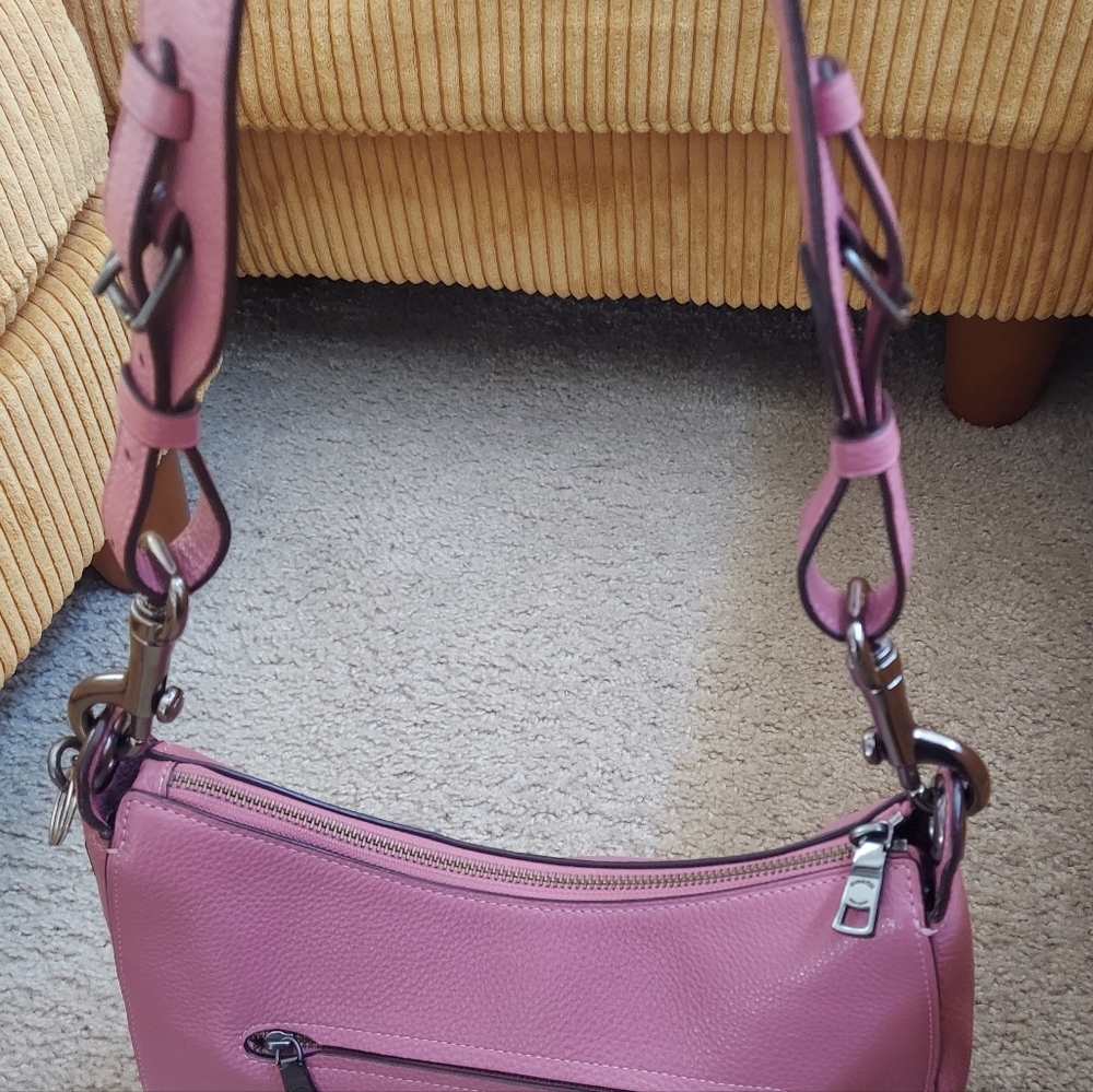Coach Jess Hobo Rose Pink Pebbled Leather Shoulder Bag W/Gun Metal Hardware - Picture 10 of 16